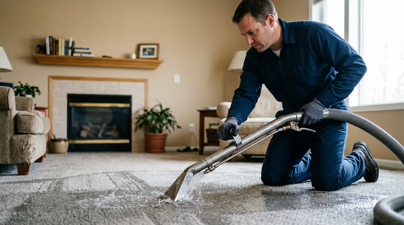 Water damage restoration technician working near Reseda, CA